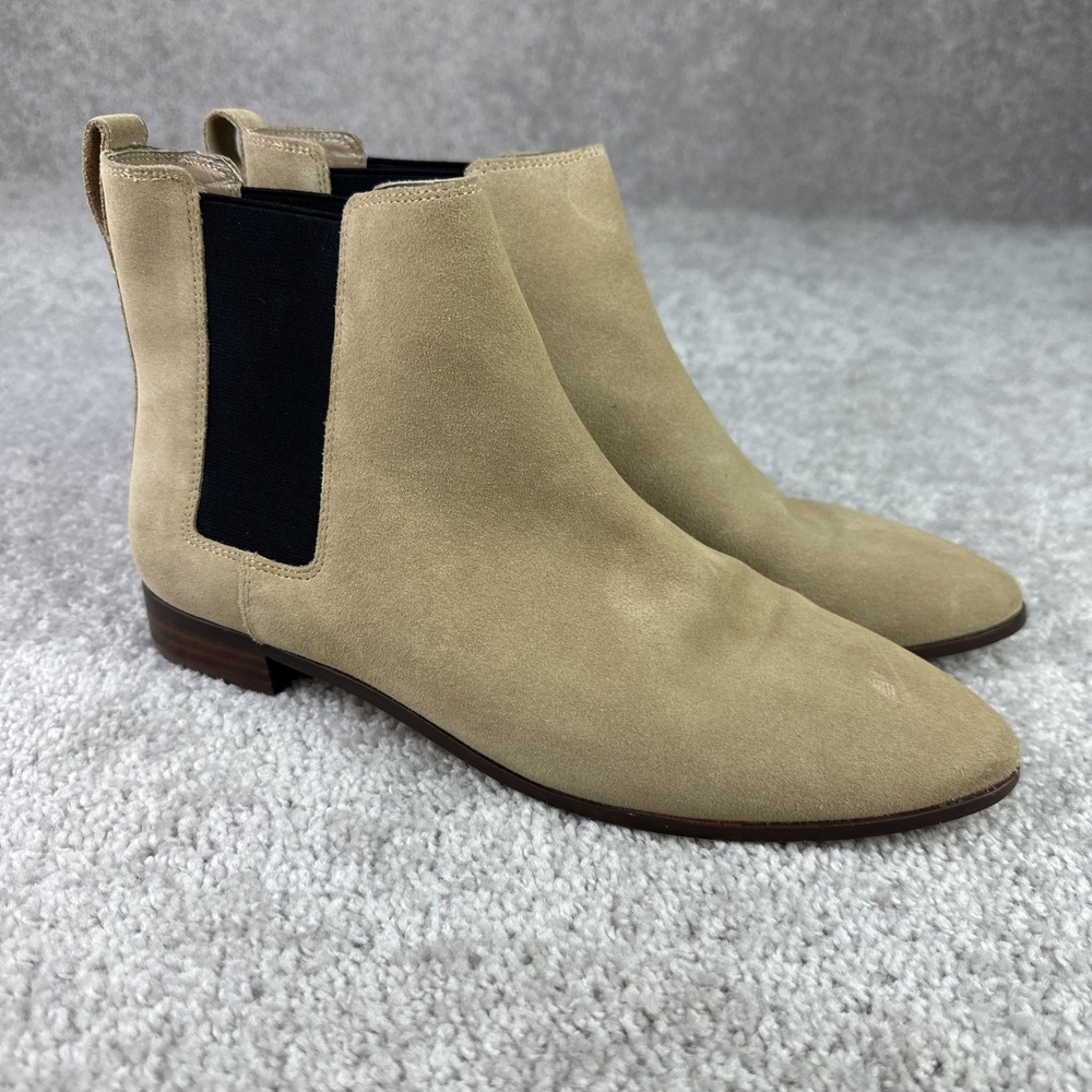 J.CREW Suede Pull On Chelsea Ankle Shoe Boots AQ661 Women's Size 9.5 Tan